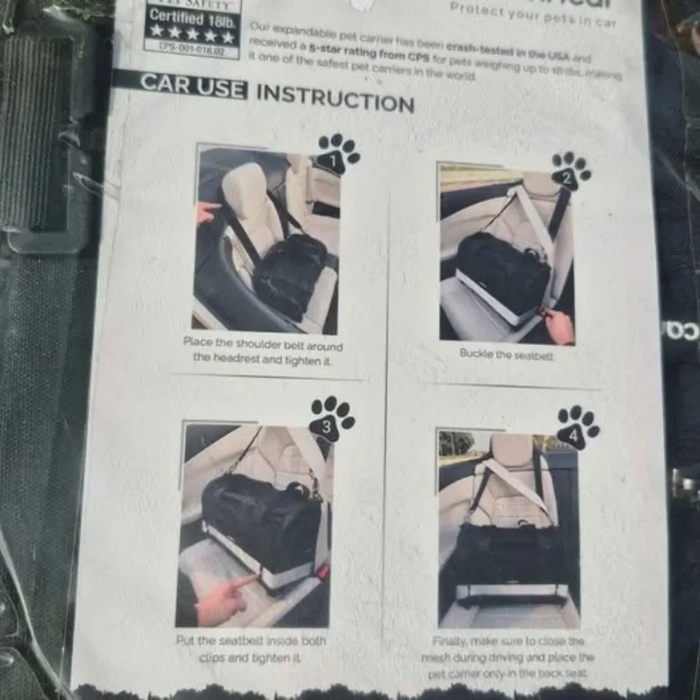 Crash-Tested Dog Carrier 3-in-1 Lab-Tested Cat Car Seat, TSA Approved